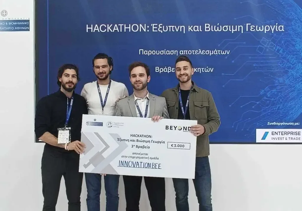 Innovation Bee receiving third place at the BEYOND 2025 agricultural AI hackathon